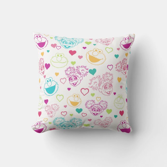Elmo & Abby Cadabby Valentine Hearts Pattern Cushion (Front)