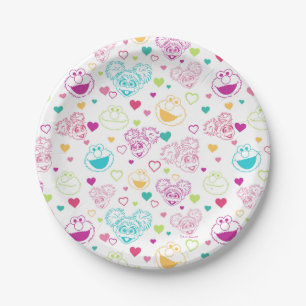 Elmo & Abby Cadabby Valentine Hearts Pattern Paper Plate