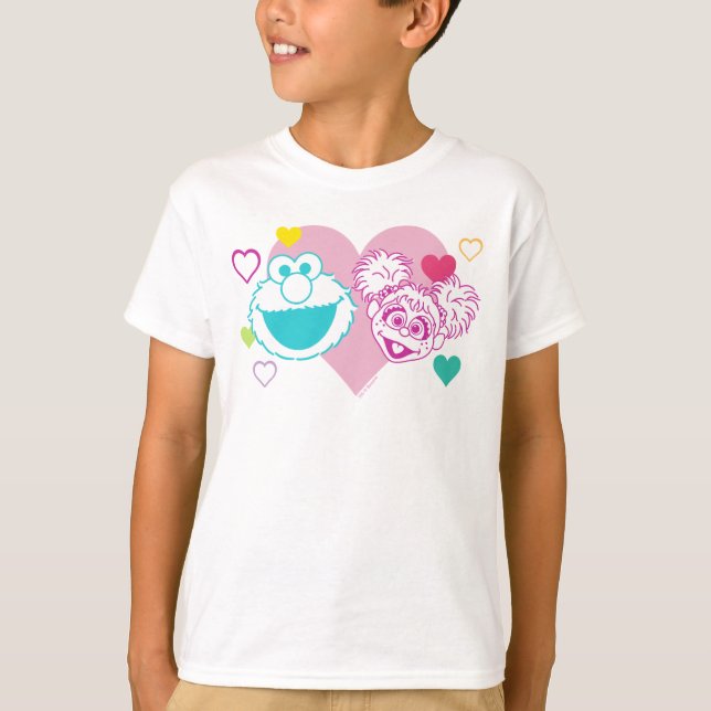 Elmo & Abby Cadabby Valentine Hearts Pattern T-Shirt (Front)