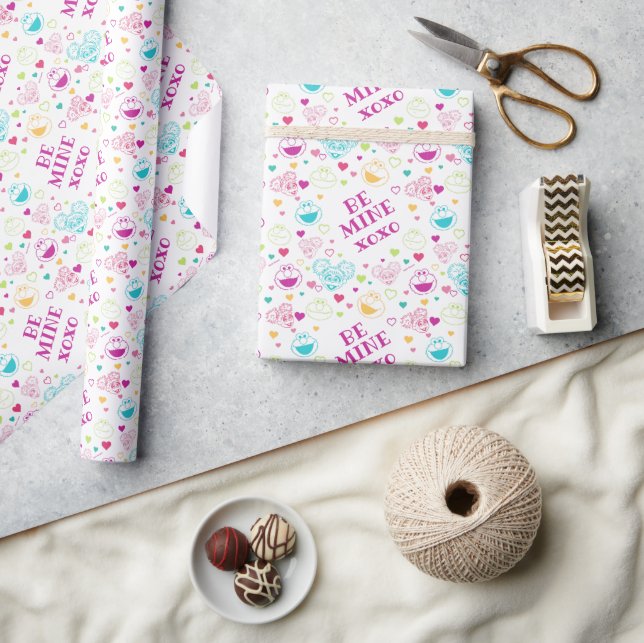 Elmo & Abby Cadabby Valentine Hearts Pattern Wrapping Paper (Crafts)
