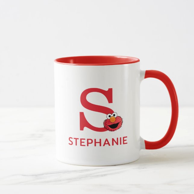 Elmo Add Your Name & Monogram P Mug (Right)