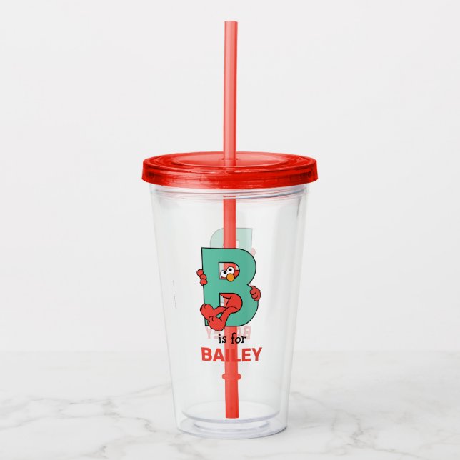 Elmo Alphabet | B Teal Acrylic Tumbler (Front)