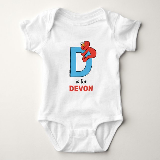 Elmo Alphabet | D Blue Baby Bodysuit (Front)