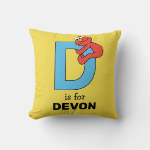 Elmo Alphabet   D Blue Cushion