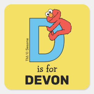 Elmo Alphabet D Blue Square Sticker