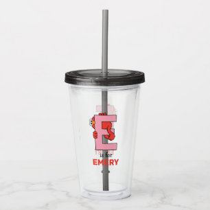 Elmo Alphabet   E Pink Acrylic Tumbler