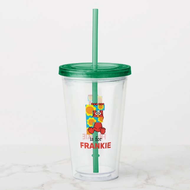 Elmo Alphabet | F Flowers Acrylic Tumbler (Front)