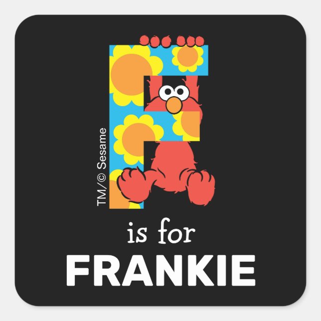 Elmo Alphabet | F Flowers Square Sticker (Front)