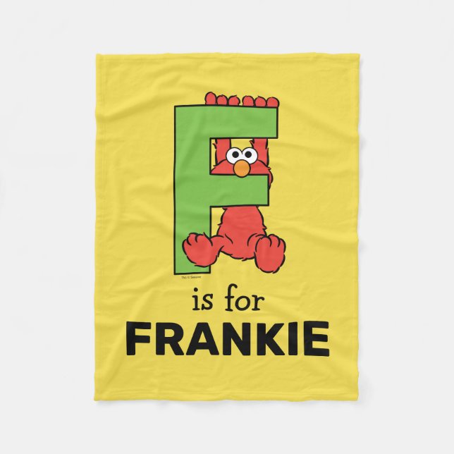 Elmo Alphabet | F Green Fleece Blanket (Front)