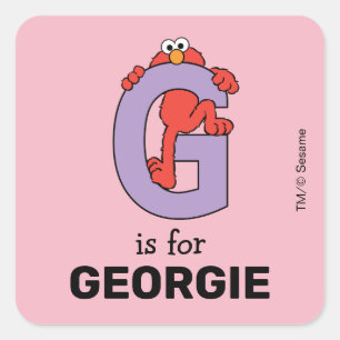 Elmo Alphabet G Purple Square Sticker