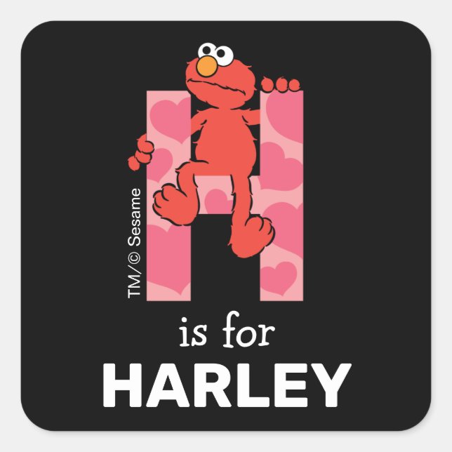 Elmo Alphabet | H Hearts Square Sticker (Front)