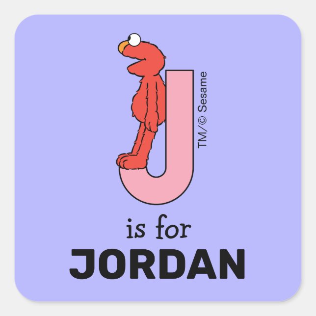Elmo Alphabet | J Pink Square Sticker (Front)