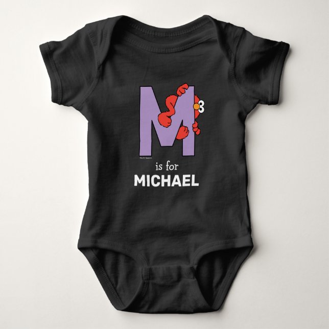 Elmo Alphabet | M Purple Baby Bodysuit (Front)