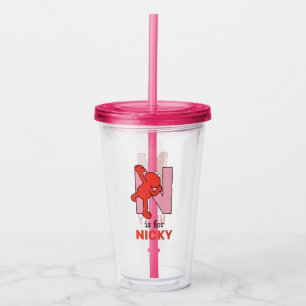 Elmo Alphabet   N Pink Acrylic Tumbler
