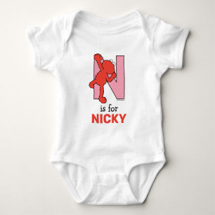 Elmo Alphabet N Pink Baby Bodysuit