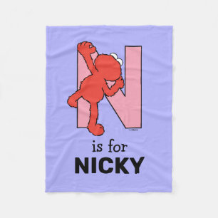Elmo Alphabet   N Pink Fleece Blanket