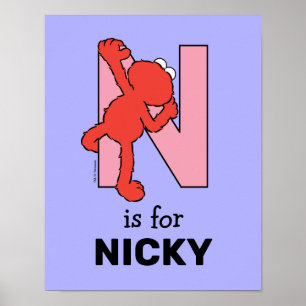 Elmo Alphabet   N Pink Poster