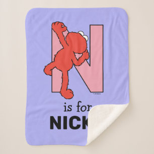 Elmo Alphabet   N Pink Sherpa Blanket