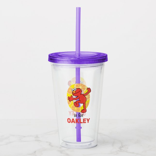 Elmo Alphabet | O Orange Acrylic Tumbler (Front)