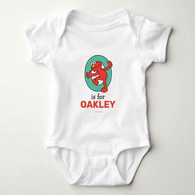 Elmo Alphabet | O Teal Baby Bodysuit (Front)