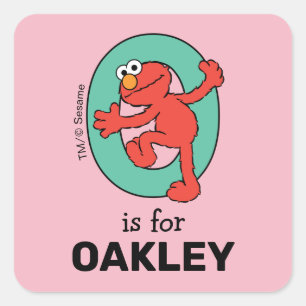 Elmo Alphabet   O Teal Square Sticker
