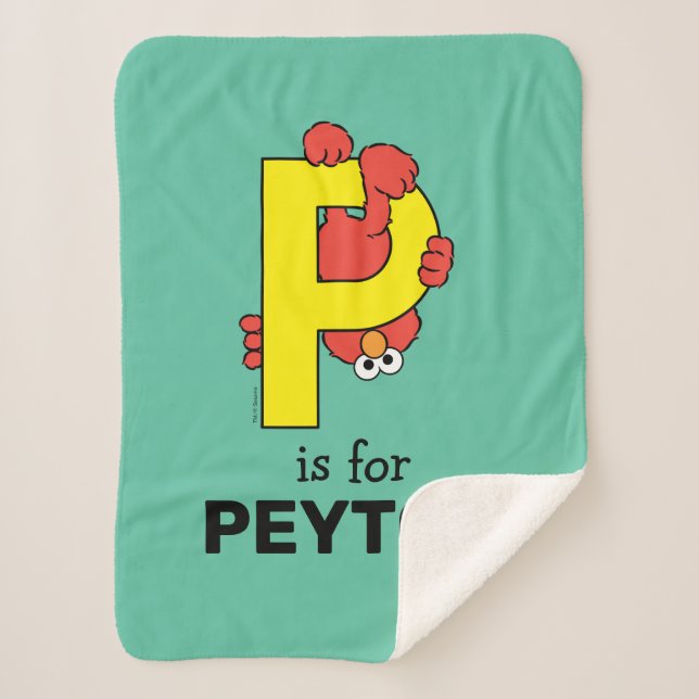 Elmo Alphabet | P Yellow Sherpa Blanket (Front)