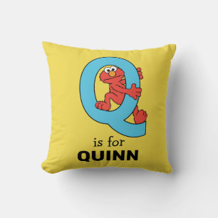 Elmo Alphabet   Q Blue Cushion