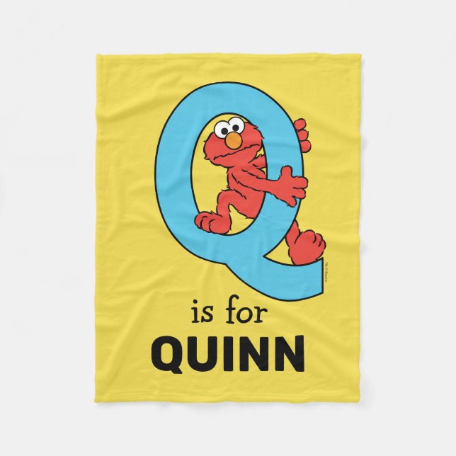 Elmo Alphabet | Q Blue Fleece Blanket (Front)