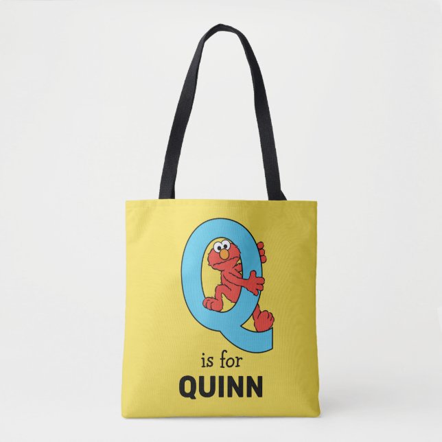 Elmo Alphabet | Q Blue Tote Bag (Front)