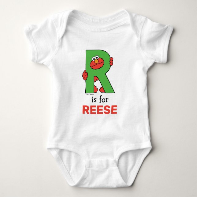 Elmo Alphabet | R Green Baby Bodysuit (Front)