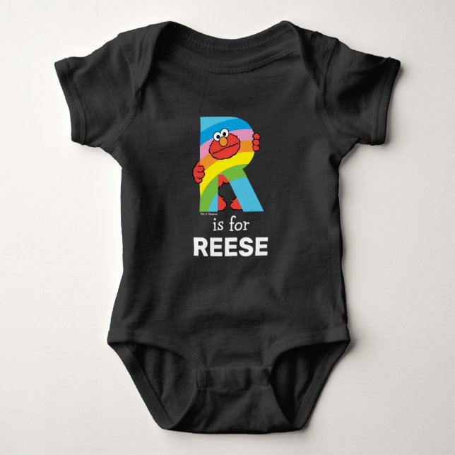 Elmo Alphabet | R Rainbow Baby Bodysuit (Front)