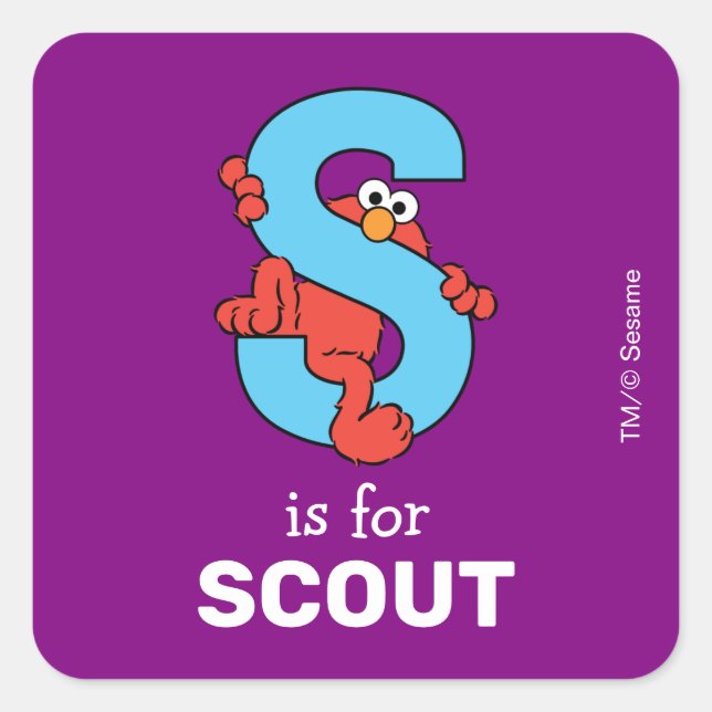 Elmo Alphabet | S Blue Square Sticker (Front)
