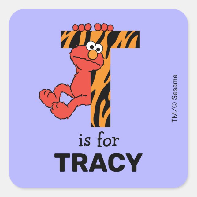 Elmo Alphabet | T Tiger Square Sticker (Front)
