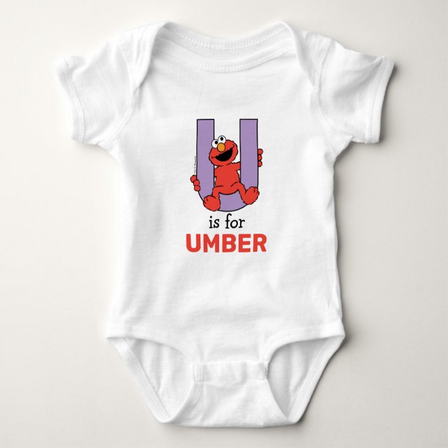 Elmo Alphabet | U Purple Baby Bodysuit (Front)