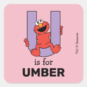 Elmo Alphabet U Purple Square Sticker