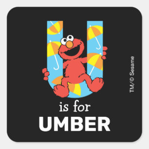 Elmo Alphabet U Umbrella Square Sticker