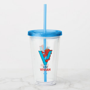 Elmo Alphabet   V Blue Acrylic Tumbler