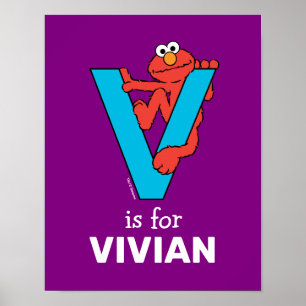 Elmo Alphabet   V Blue Poster