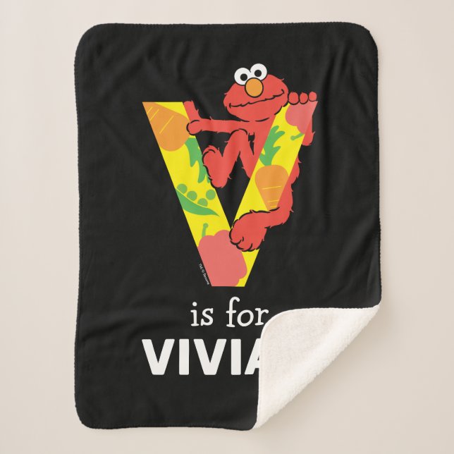 Elmo Alphabet | V Vegetable Sherpa Blanket (Front)