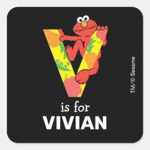 Elmo Alphabet V Vegetable Square Sticker