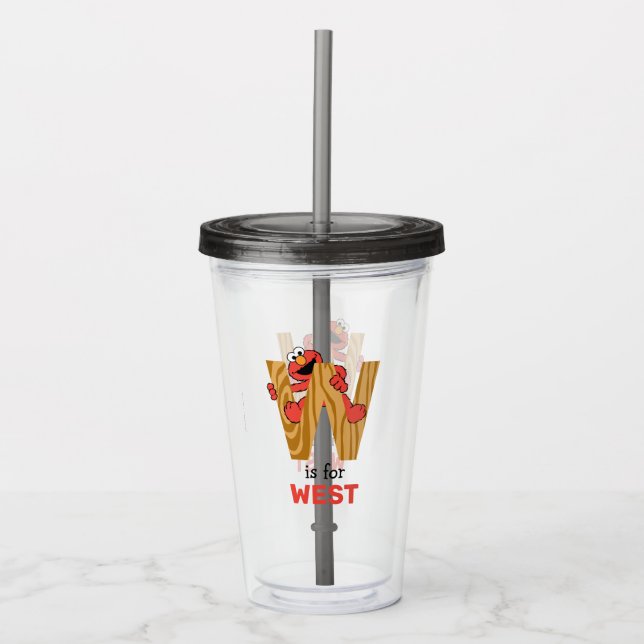 Elmo Alphabet | W Wood Acrylic Tumbler (Front)