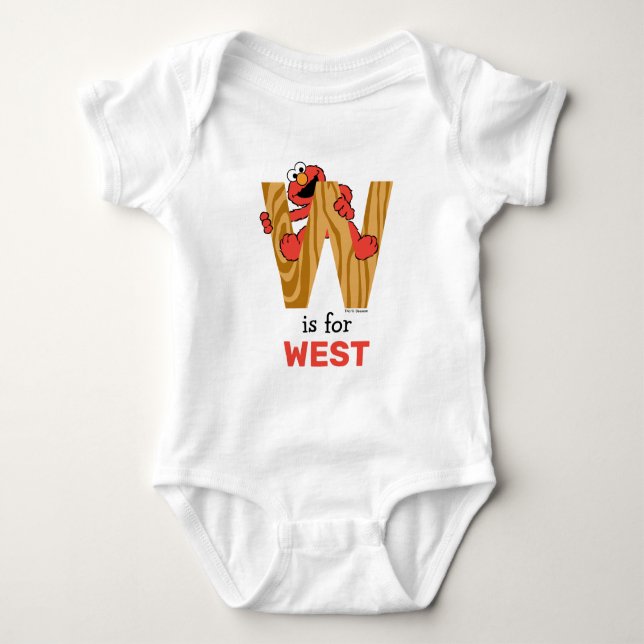 Elmo Alphabet | W Wood Baby Bodysuit (Front)