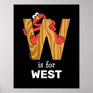 Elmo Alphabet   W Wood Poster