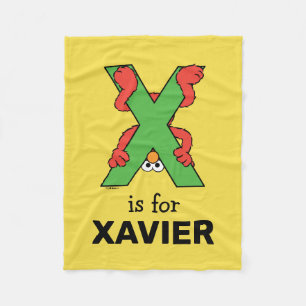 Elmo Alphabet   X Green Fleece Blanket