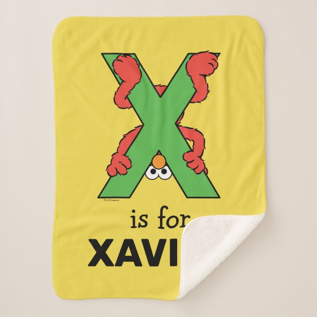 Elmo Alphabet | X Green Sherpa Blanket (Front)