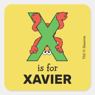 Elmo Alphabet X Green Square Sticker