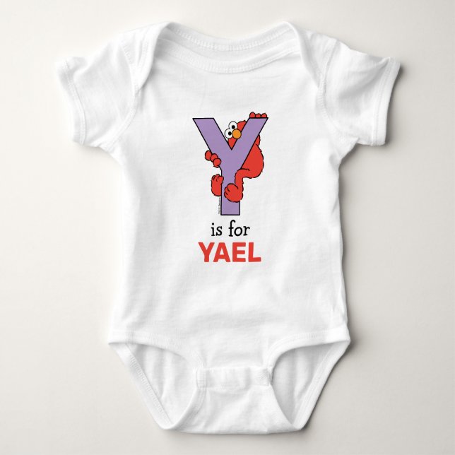 Elmo Alphabet | Y Purple Baby Bodysuit (Front)