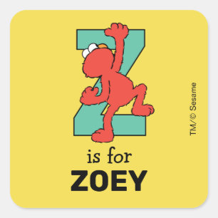 Elmo Alphabet Z Teal Square Sticker
