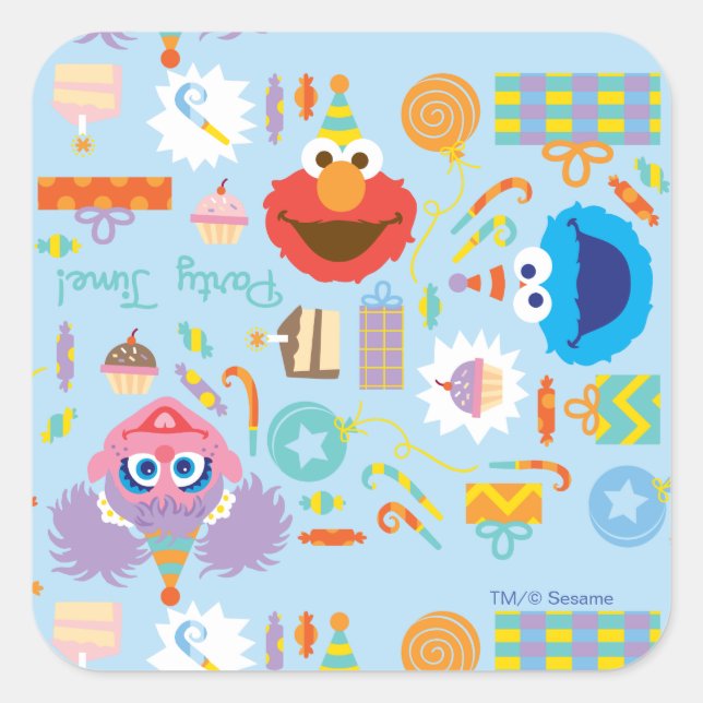 Elmo and Abby Birthday Square Sticker (Front)