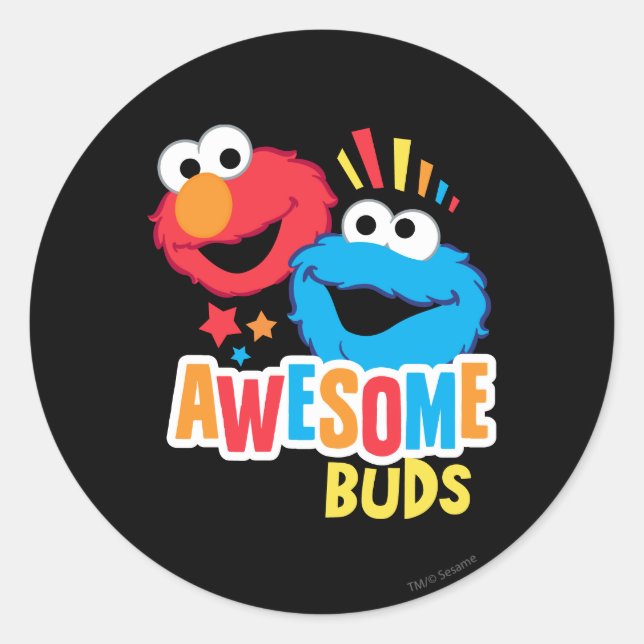 Elmo and Cookie Awesome Buds Classic Round Sticker (Front)